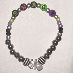stretchy handmade friendship bracelet with glass beads and crystals “shady”